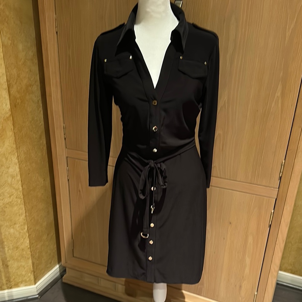 Elegant Black Button-Down Dress